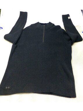 Converse One Star Ribbed Mock Neck Knit Black Half-Zip Sweater XL